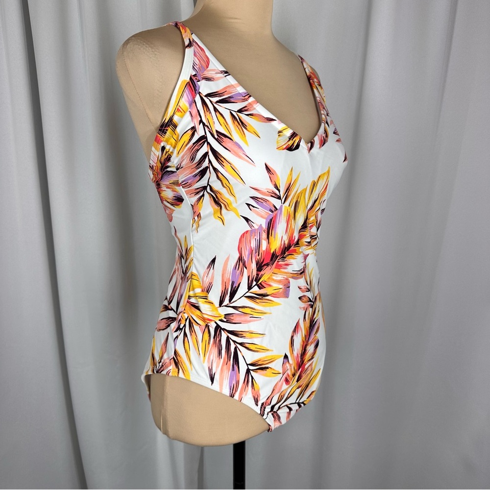 Kona Sol One Piece Swimsuit Womens Size Medium White Floral Swimsuit Adjustable - Picture 3 of 15